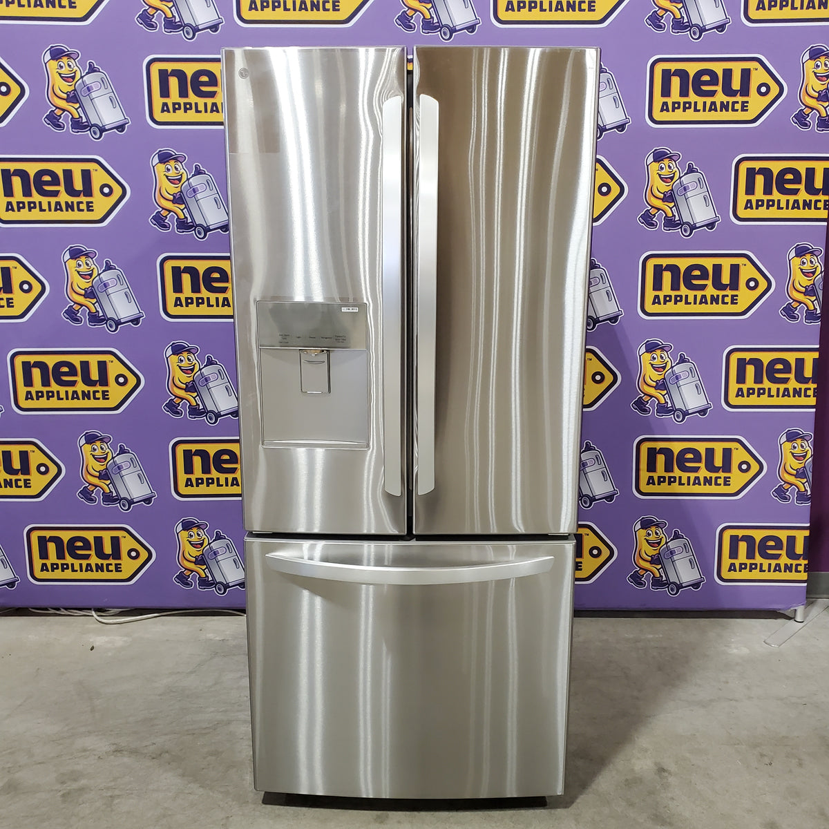 LG 22 cu. ft. 30" Wide French Door Refrigerator with Water Dispenser in Stainless Steel LFDS22520S - Open Box