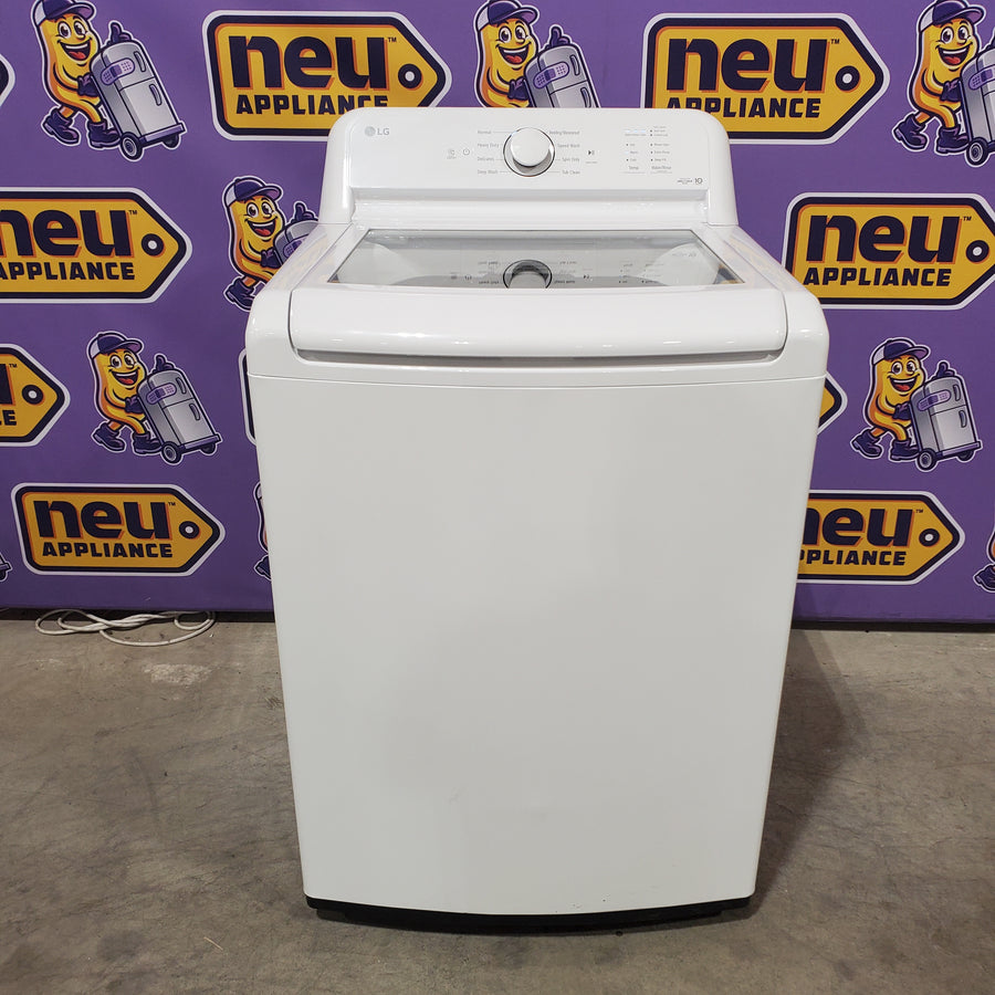 LG Top Load 4.1 Cu. Ft. Washer with TurboDrum Technology in White WT6105CW - Scratch & Dent (Minor) and LG 7.3 Cu. Ft.  Electric Rear Control Ultra Large Capacity Dryer in White with Sensor Dry DLE6100W - Open Box
