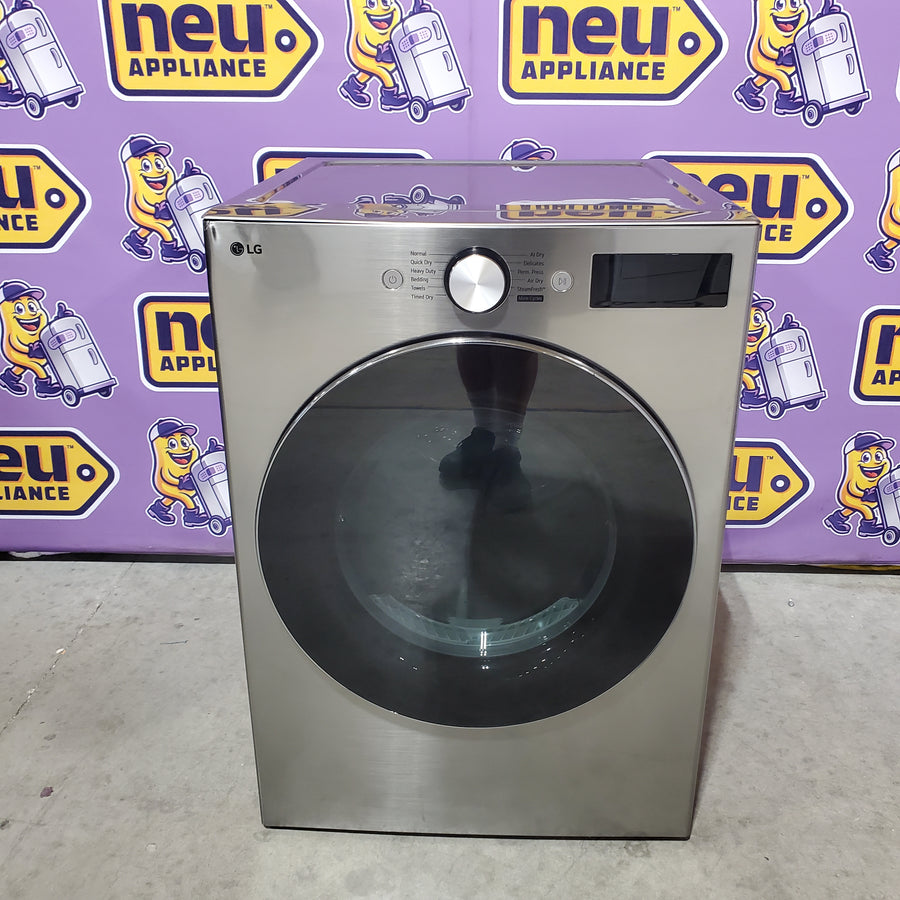 LG 5.0 cu. ft. Mega Capacity Smart Front Load Washer with TurboWash® 360° and AI Sensing WM5800HVA - Scratch & Dent (Minor) and LG 7.4-cu ft Stackable Vented Electric Dryer with Steam Cycle in Graphite Steel DLEX5800V - Scratch & Dent (Moderate)