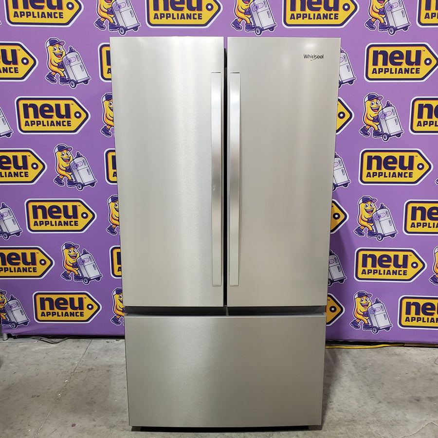 Whirlpool 31 cu. ft. Standard Depth French Door Refrigerator in Fingerprint Resist Stainless Finish w/ Interior Dispenser WRFF3336SZ - Scratch & Dent (Minor)