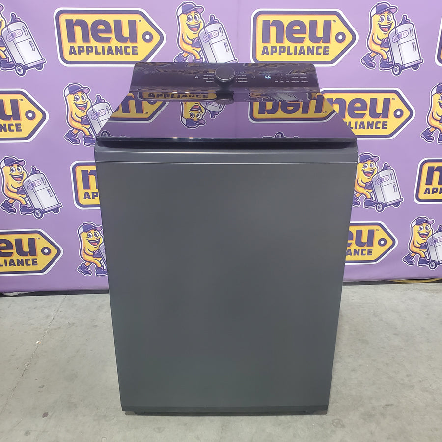 LG 5.5 cu. ft. SMART Top Load Washer in Matte Black with Impeller, Easy Unload and TurboWash3D Technology WT8400CB - Open Box and LG 7.3 cu. ft. Ultra Large Capacity Rear Control Electric Dryer with EasyLoad™ Door DLE8400BE - Scratch & Dent (Minor)
