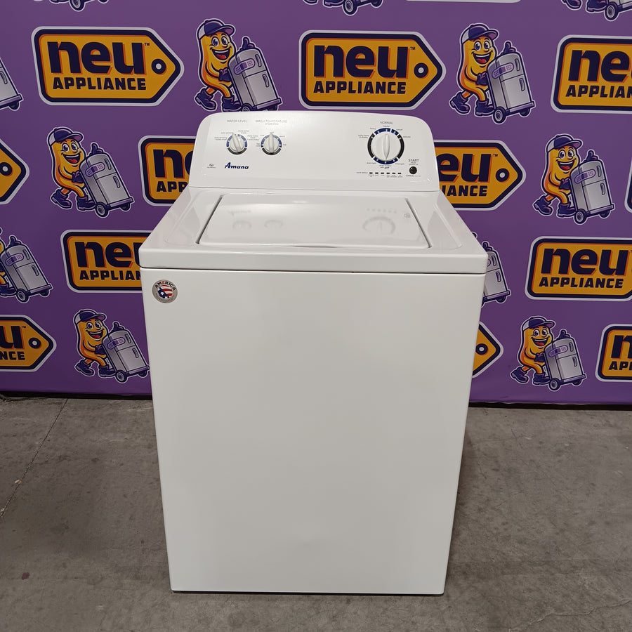 Amana Top Load 3.5 Cu. Ft. Washer with Dual Action Agitator, and Porcelain Tub NTW4516FW - Certified Refurbished and Amana 6.5 Cu. Ft. Electric Dryer with Wrinkle Shield Option and Automatic Dryness Control 16282 - NED4655EW - Scratch & Dent (Minor)