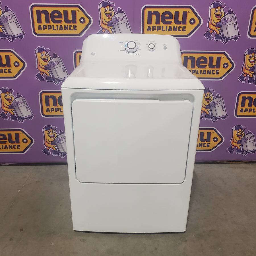 GE® 3.8 cu. ft. Capacity Washer with Stainless Steel Basket in White GTW330ASKWW - Certified Refurbished and GE White Electric 6.2 Cu. Ft. Capacity Dryer with Shallow Depth and Up to 120 Ft. Venting Capability GTX33EASKWW - Certified Refurbished