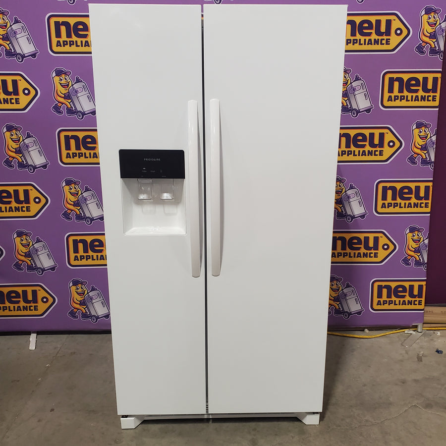 Frigidaire 25.6 cu. ft. Side by Side Refrigerator in White with Exterior Ice and Water Dispenser FRSS2623AW - Scratch & Dent (Minor)