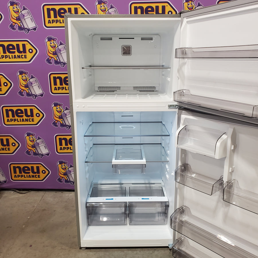 Midea Fingerprint Resistant 20.5-cu ft Standard-Depth 30-in Wide Top-Freezer Refrigerator Garage Ready ENERGY STAR Certified in Stainless Steel MRT21D3BST - Scratch & Dent (Minor)