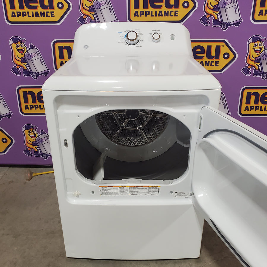 GE® 4.2 cu. ft. Capacity Washer with Stainless Steel Basket - GTW335ASNWW & GE 6.2 cu. ft. Capacity Electric Dryer with Up To 120 ft. Venting and Shallow Depth 16303 - Certified Refurbished