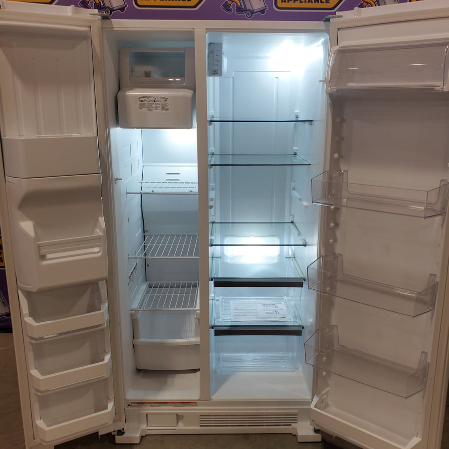 Whirlpool 24.6-cu ft Standard-Depth Side-by-Side Refrigerator with Ice Maker, Water and Ice Dispenser in White WRS315SDHW - Scratch & Dent (Minor)