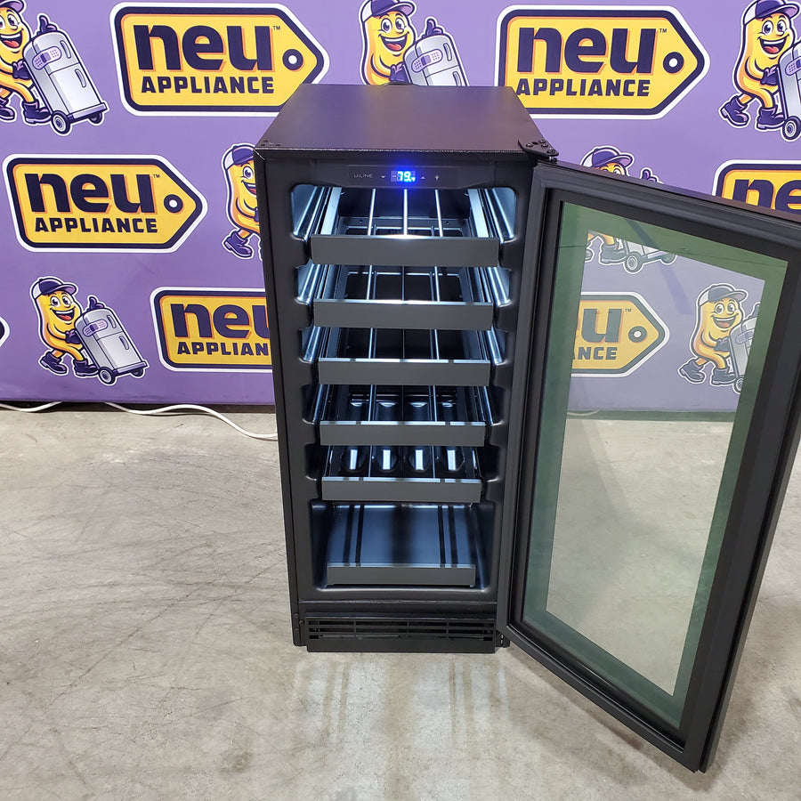 U-Line 15" Wide 24 Bottle Single Zone Black Wine Refrigerator UHWC115BG01A - Scratch & Dent (Minor)