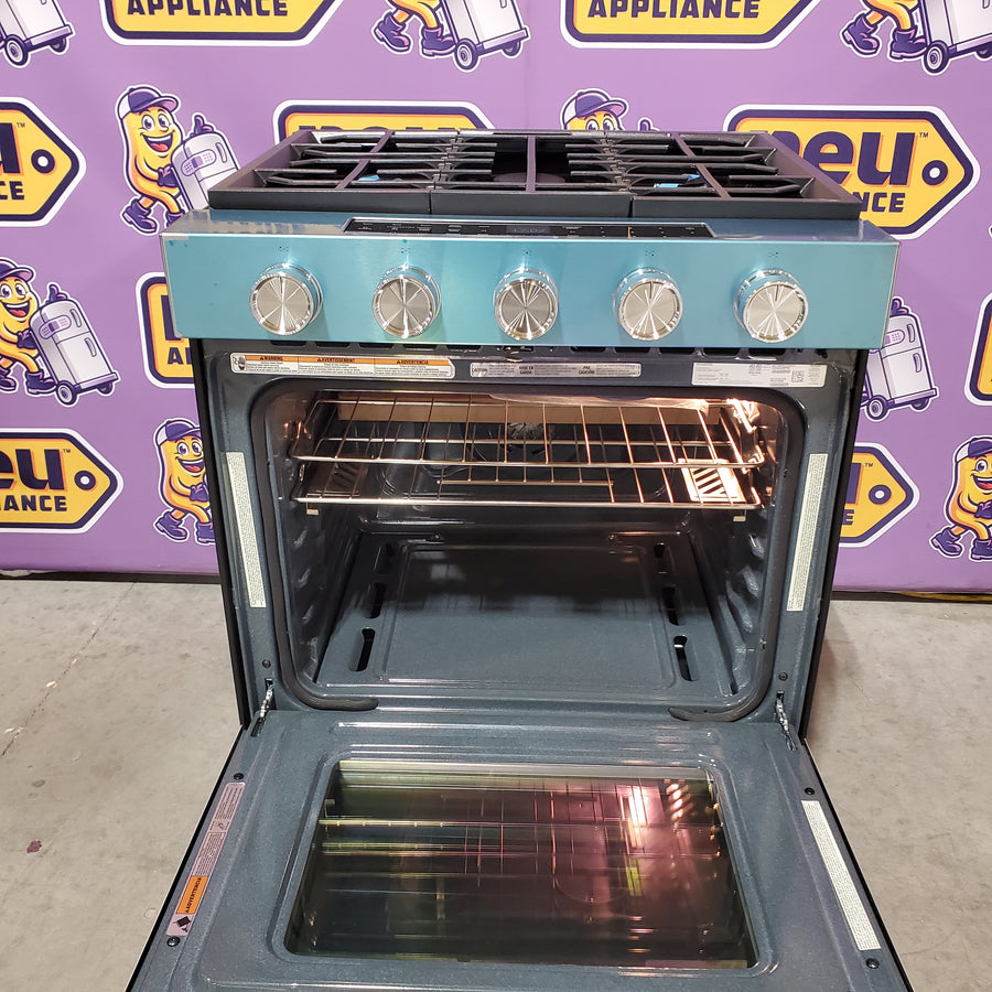 KitchenAid 30-in 5 burners 5-cu ft Air Fry Convection Oven Slide-in Natural Gas in PrintShield Stainless Finish KSGS430SPS - Open Box