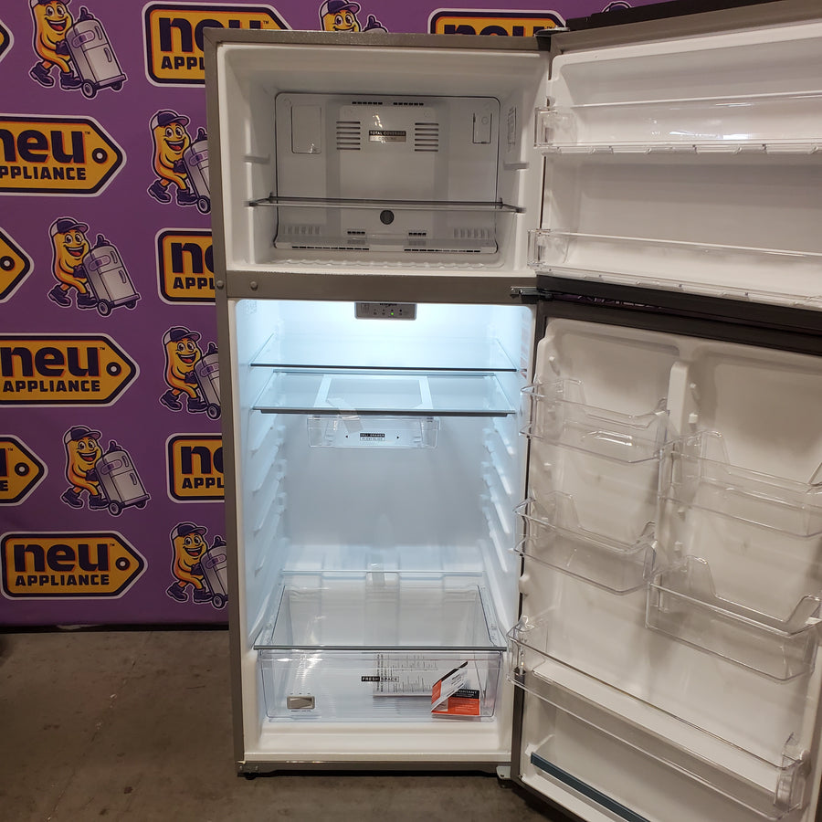 Whirlpool 28 in. 18 cu. ft. Freestanding Top Freezer Refrigerator in Fingerprint-Resistant Stainless with Total Coverage Cooling WRTX5118TZ - Scratch & Dent (Minor)