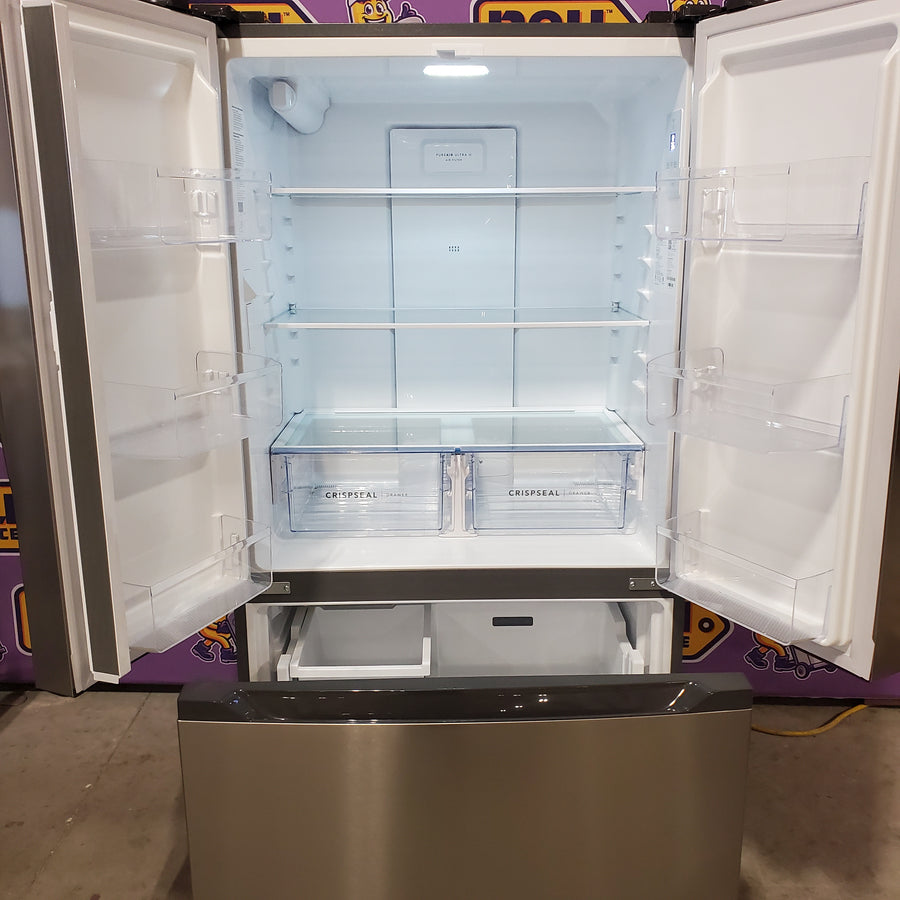 Frigidaire Counter-Depth 19.9-cu ft 35-in Wide French Door Refrigerator with Ice Maker ENERGY STAR Certified in Stainless Steel FRFG201LAV - Scratch & Dent (Minor)