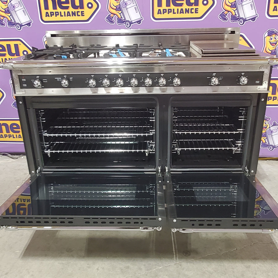Bertazzoni Freestanding Double Oven Gas Convection Range in Black HER486GGASNE - Scratch & Dent (Minor)