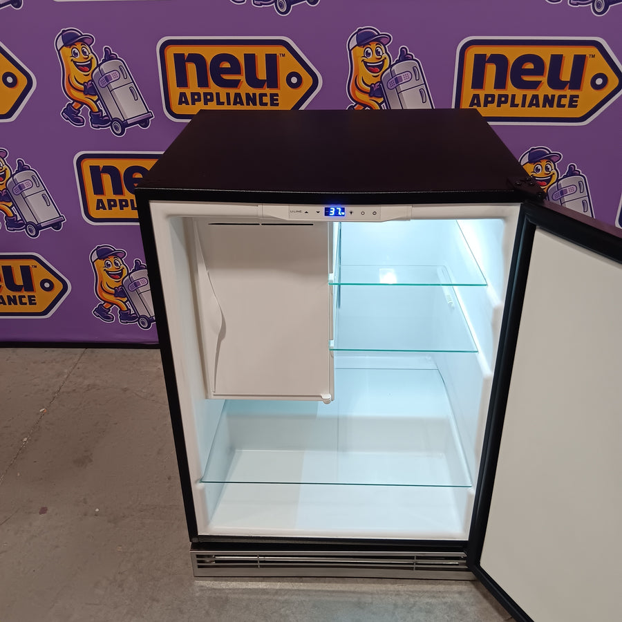 U-Line 24 Inch Compact Refrigerator-Freezer with 5.7 Cu Ft. Capacity, 3-Removable Tempered Glass Shelves, and Digital Touch Pad Control UHRF124-SS01A - Open Box