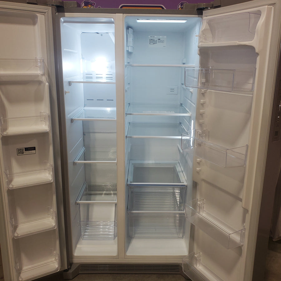 Frigidaire 26.4-cu ft Standard-Depth 36-in Wide Side-by-Side Refrigerator ENERGY STAR Certified in Stainless Steel FRSN2610AF - Scratch & Dent (Moderate)