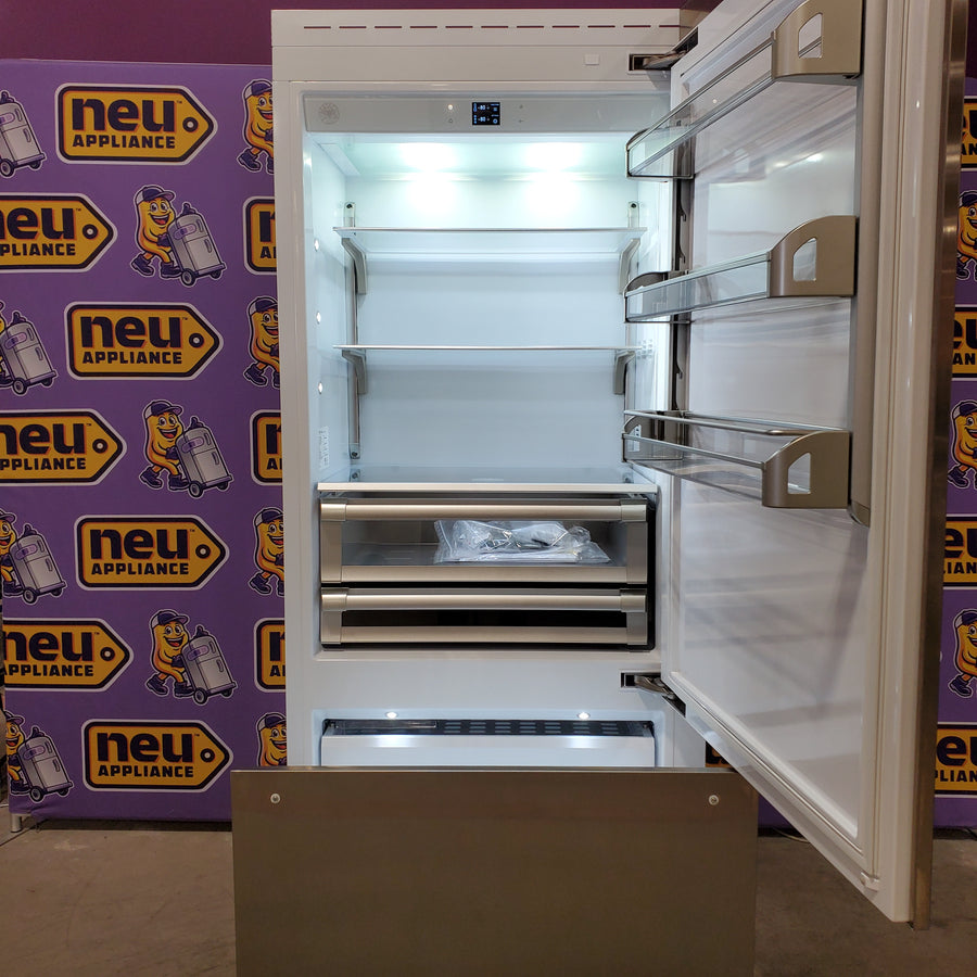 Bertazzoni Built-In Bottom Freezer Refrigerator with 19.6 Cu. Ft. Total Capacity, Touch-Controls, Lateral Airflow System, and Ice Maker REF36BMBIXRT - Scratch & Dent (Minor)