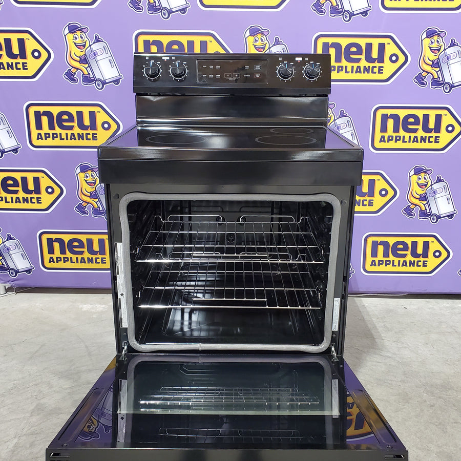 Midea Glass Top 4 Burners 6.3-cu ft Freestanding Electric Range in Black 22137385 - MER30S2ABB Open Box
