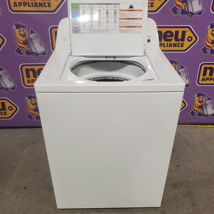 Amana 27 Inch 3.5 cu. ft. Top Load Washer with 9 Wash Cycles, 700 RPM, Automatic Temperature Control, Late Lid Lock and Delicate Cycle NTW4605EW - Certified Refurbished