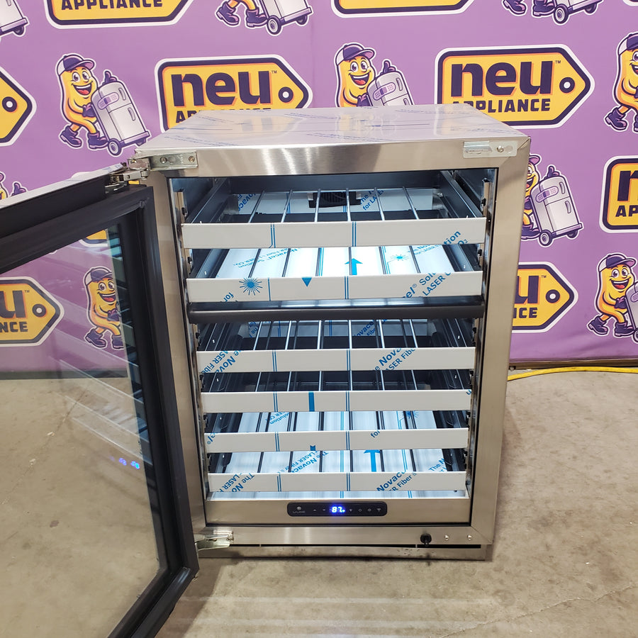 U-Line 24 Inch Dual Zone Wine Refrigerator with 5.1 Cu. Ft. 49 Bottle Capacity, Convection Cooling, Adjustable Full-Extension Racks, and Digital Controls UHWD524-SG51A - Open Box