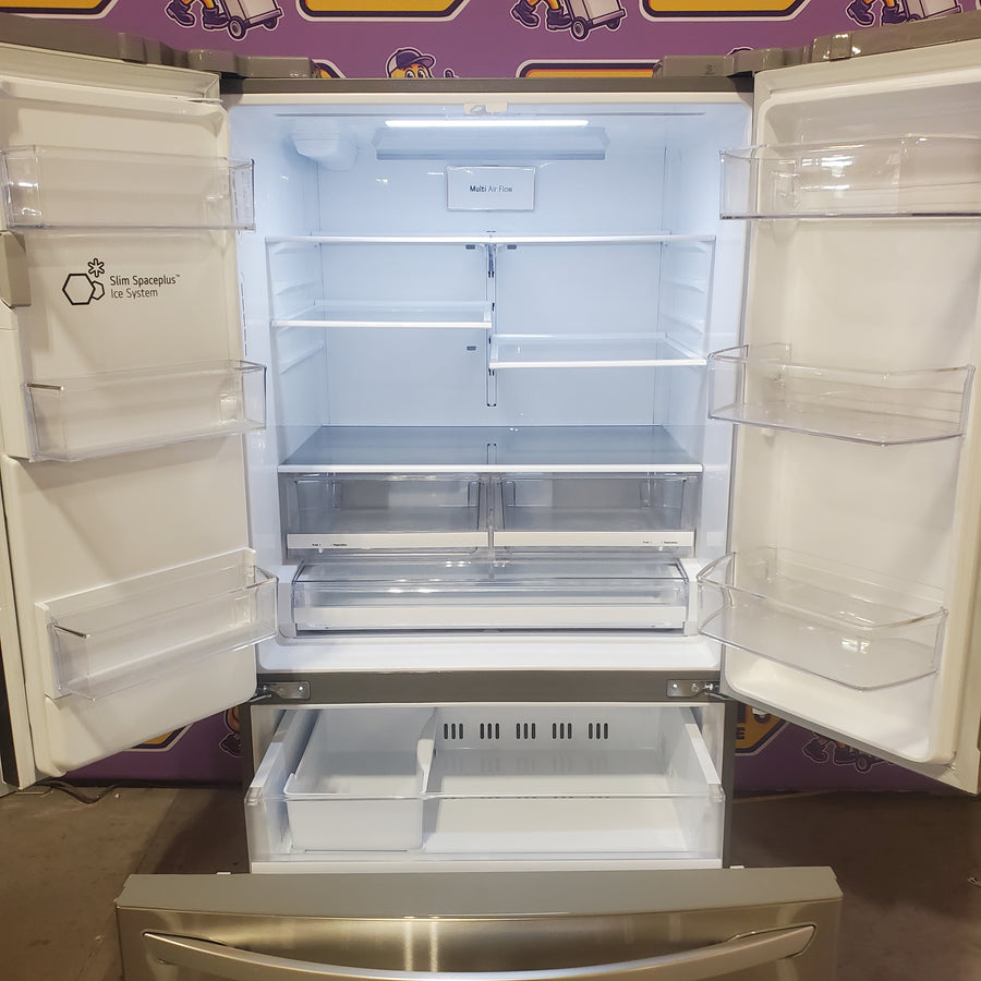 LG 28 cu. ft. 3 Door French Door, Ice and Water with Single Ice Maker in Printproof Stainless Steel LRFS28XBS - Scratch & Dent (Moderate)