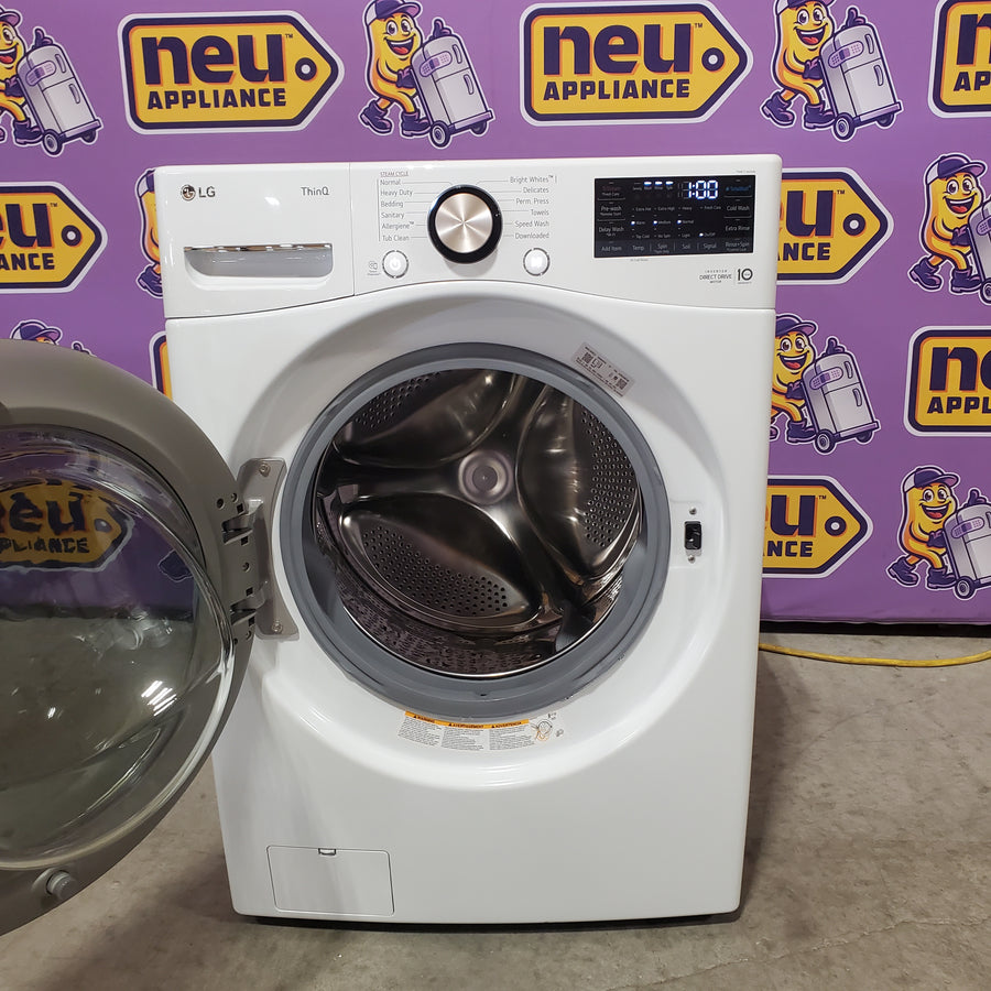 LG 4.5 cu. ft. Front Load Washer with Steam and Built-In Intelligence in White WM4000HWA - Scratch & Dent (Minor) and LG 7.4 cu. ft. Front Load Electric Dryer with TurboSteam and Sensor Dry Technology in White DLEX4000W - Scratch & Dent (Major)