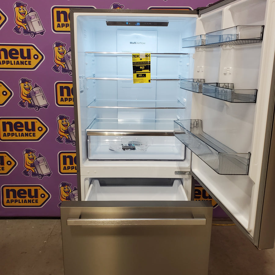 Hisense Counter Depth Bottom Freezer 17.2 Cu. Ft. Refrigerator with LED Lighting and Super Cool and Super Freeze in Fingerprint Stainless Steel HRB171N6ASE - Scratch and Dent (Minor)