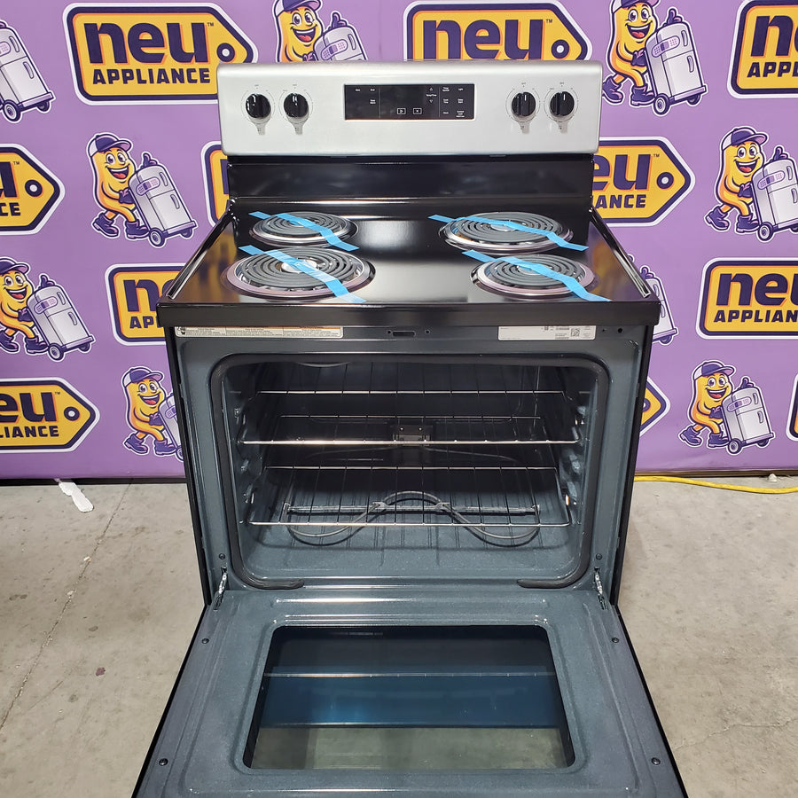 Whirlpool Stainless Steel 4.8 cu. ft. Electric Range with Keep Warm Setting and Large Oven Window WFC150M0JS - Open Box