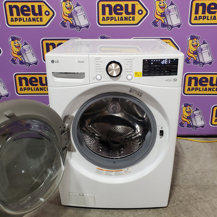 LG 4.5 cu. ft. Front Load Washer with Steam and Built-In Intelligence in White WM4000HWA - Scratch & Dent (Moderate) and LG 7.4 cu. ft. Front Load Electric Dryer with TurboSteam and Sensor Dry Technology in White 16296 - DLEX4000W - Scratch & Dent (Minor)