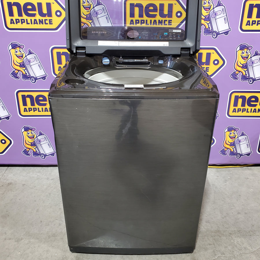 Samsung 5.0 cu. ft. Energy Star Top Load Washer with Active Water Jet in Black Stainless Steel WA50R5400AV - Certified Refurbished