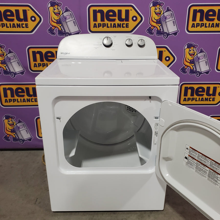 Whirlpool 3.8 cu. ft. Top Load Washer with Stainless Steel Wash Basket and 360 Wash Agitator WTW4816TW - Open Box and Whirlpool White Electric Extra Large 7.0 Cu. Ft. Dryer with Wrinkle Shield WED4815EW - Open Box
