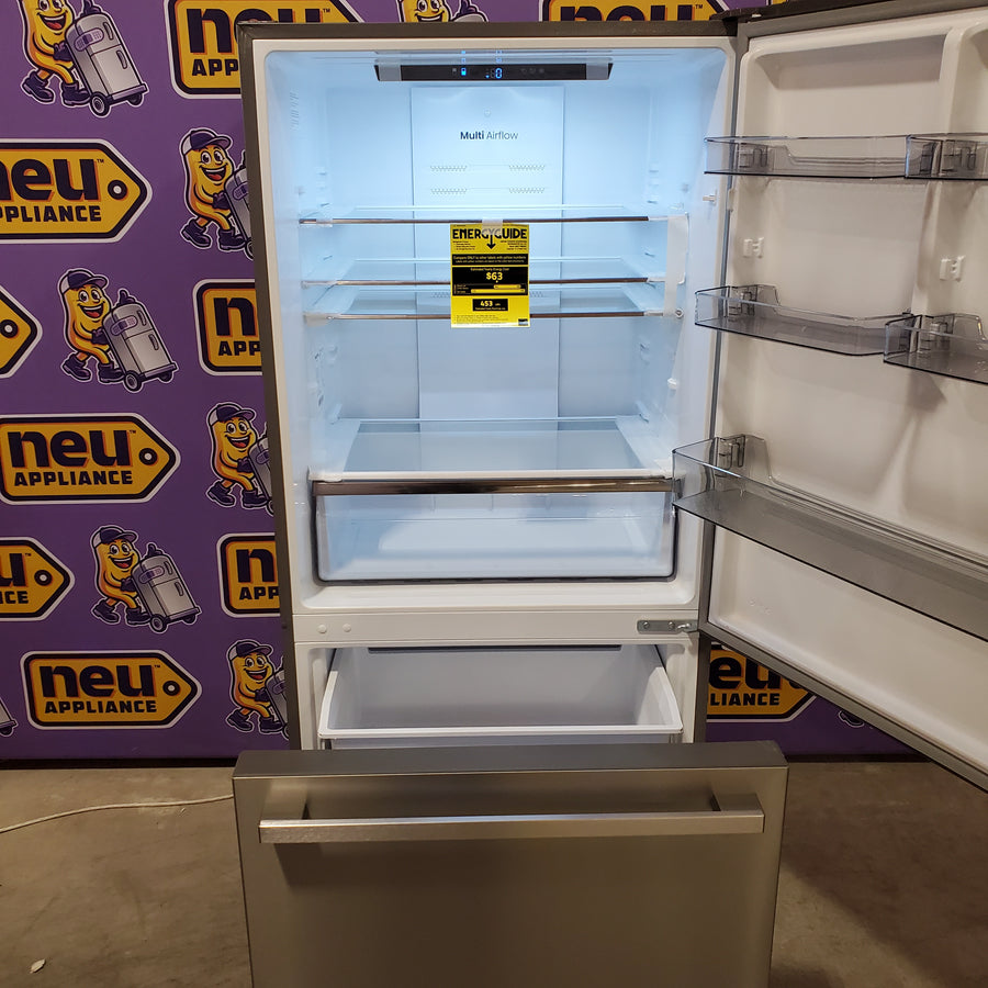 Hisense Counter Depth Bottom Freezer 17.2 Cu. Ft. Refrigerator with LED Lighting and Super Cool and Super Freeze in Fingerprint Stainless Steel HRB171N6ASE - Scratch and Dent (Moderate)