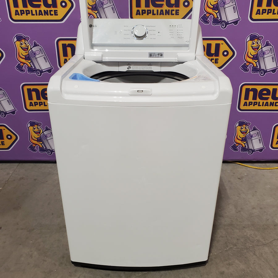 LG Top Load 4.1 Cu. Ft. Washer with TurboDrum Technology in White WT6105CW - Scratch & Dent (Moderate) and LG 7.3 Cu. Ft.  Electric Rear Control Ultra Large Capacity Dryer in White with Sensor Dry 16297 - DLE6100W - Open Box