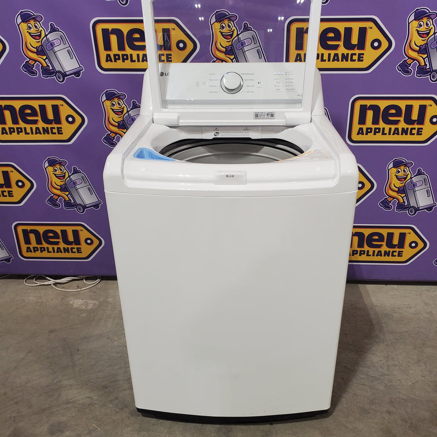 LG Top Load 4.1 Cu. Ft. Washer with TurboDrum Technology in White WT6105CW - Scratch & Dent (Minor) and LG 7.3 Cu. Ft.  Electric Rear Control Ultra Large Capacity Dryer in White with Sensor Dry DLE6100W - Open Box