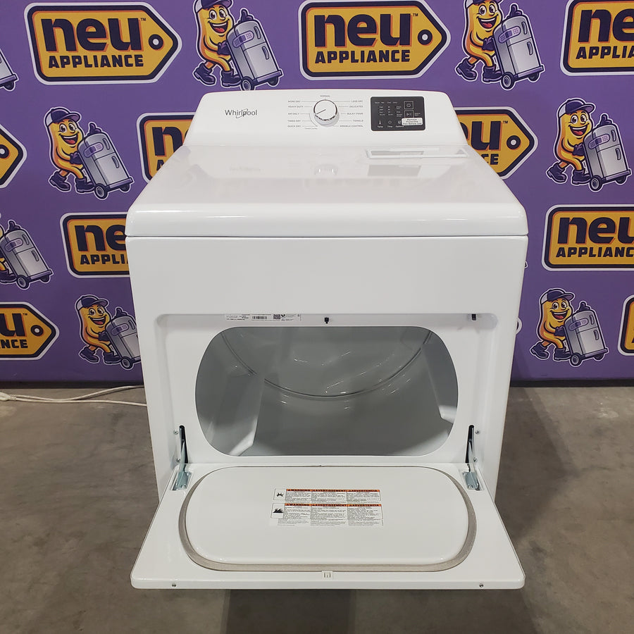 Whirlpool 4.2-4.3 Cu. Ft. Top Load Washer with 2-in-1 Removable Agitator and Soft Close Glass Lid WTW4307SW - Scratch & Dent (Minor) and Whirlpool 7.0 cu. ft. Electric Dryer with Adaptive Dry and Wrinkle Shield™ Option WED4307SW - Scratch & Dent (Minor)
