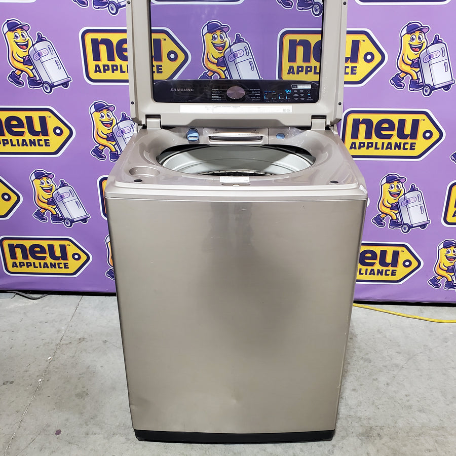 Samsung 5.0 cu. ft. High Efficiency Top Load Washer with Active WaterJet in Champagne WA50T5300AC - Certified Refurbished