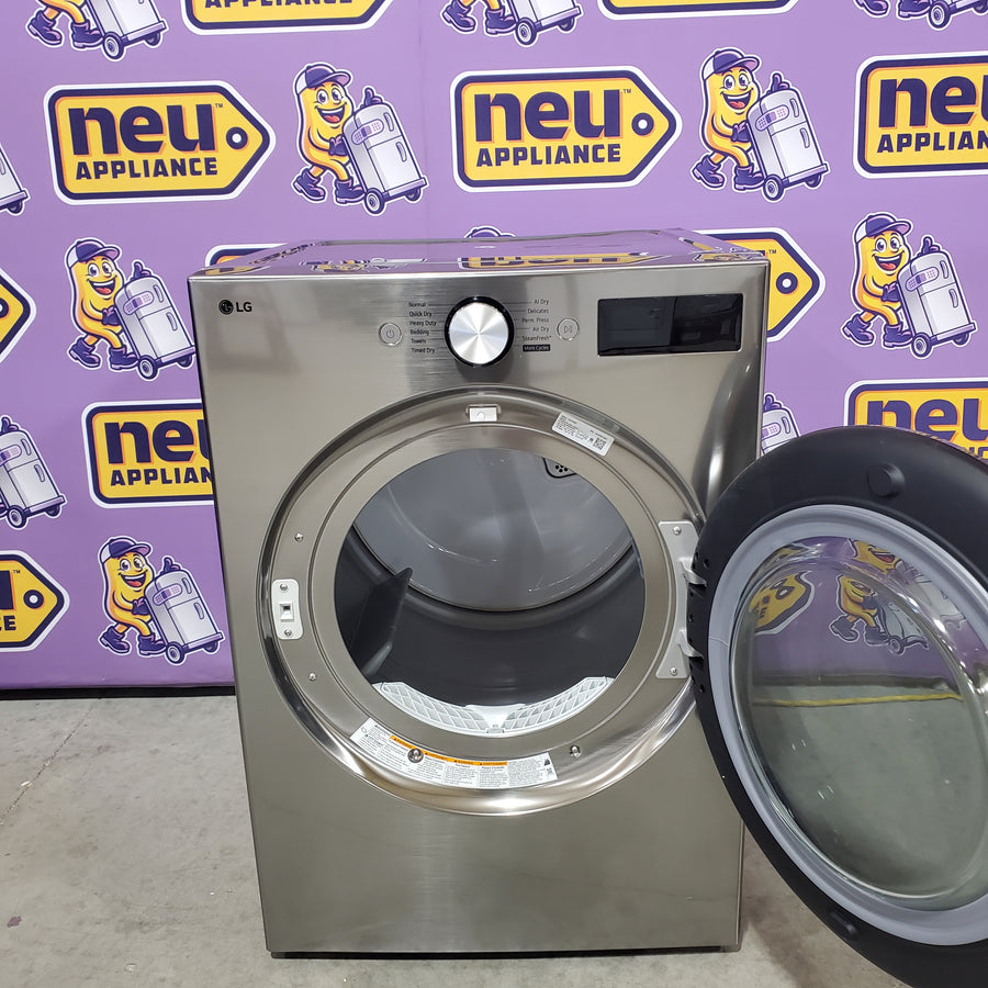 LG 5.0 cu. ft. Mega Capacity Smart Front Load Washer with TurboWash® 360° and AI Sensing WM5800HVA - Scratch & Dent (Minor) and LG 7.4-cu ft Stackable Vented Electric Dryer with Steam Cycle in Graphite Steel DLEX5800V - Scratch & Dent (Minor)