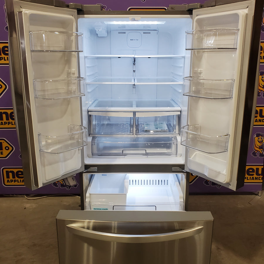 LG 22 cu. ft. 30" Wide French Door Refrigerator with Water Dispenser in Stainless Steel LFDS22520S - Open Box