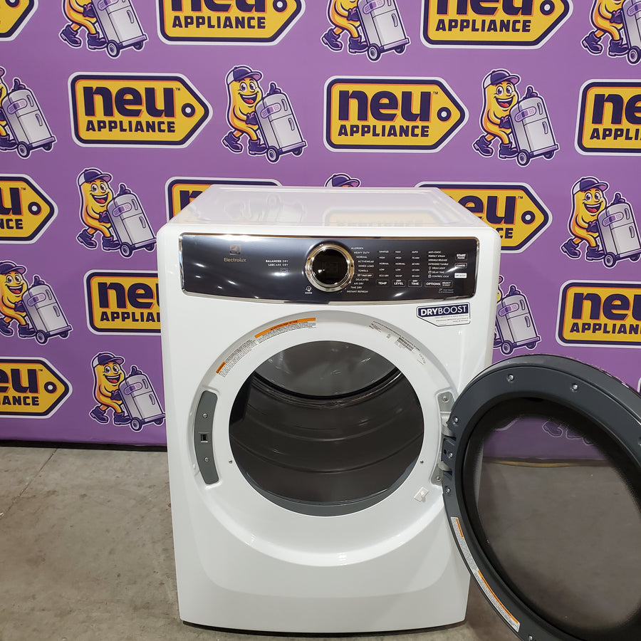 Electrolux 4.5 Cu.Ft. Stackable Front Load Washer with Steam and SmartBoost Wash System ELFW7637AW - Open Box and Electrolux 8.0 cu. ft. Front Load Electric Dryer with Perfect Steam ELFE7637AW - Open Box