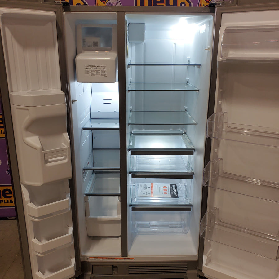 Whirlpool 33 Inch Wide Side by Side 21 Cu. Ft. Refrigerator with Can Caddy and Frameless Glass Shelves in Fingerprint Resistant Stainless Steel WRS321SDHZ - Scratch & Dent (Minor)