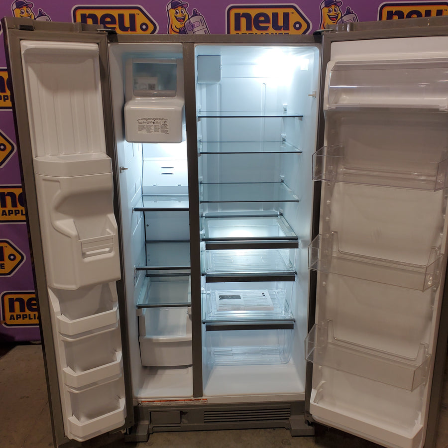 Whirlpool 33 Inch Wide Side by Side 21 Cu. Ft. Refrigerator with Can Caddy and Frameless Glass Shelves in Fingerprint Resistant Stainless Steel WRS321SDHZ - Scratch & Dent (Minor)