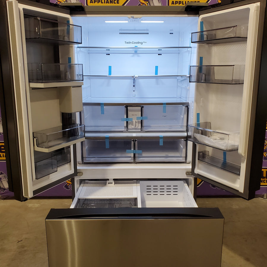 Samsung Bespoke Stainless Steel 3 Door French Door 30 Cu. Ft. Refrigerator with Beverage Center 22521663 - RF30BB660012 - Scratch & Dent (Moderate)