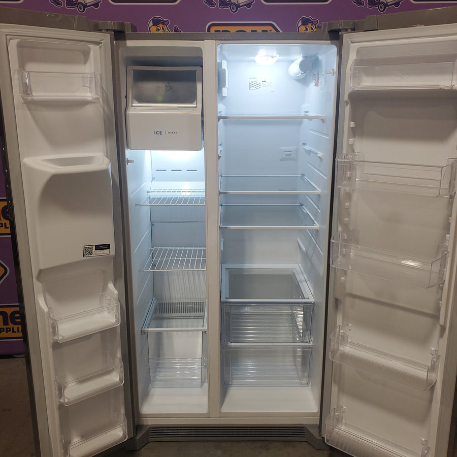 Frigidaire 25.6-cu ft ENERGY STAR Side-by-Side Refrigerator with Ice Maker in Fingerprint Resistant Stainless Steel FRSS26L3AF - Scratch & Dent (Minor)