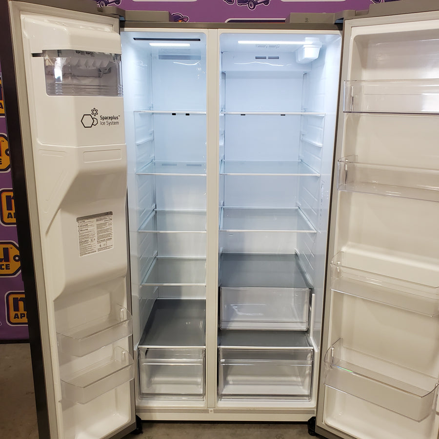LG 27 cu. ft. Standard-Depth, Side-by-side Refrigerator, with Ice and Water and Bar Handle Design LS27T3230S - Scratch & Dent (Major)