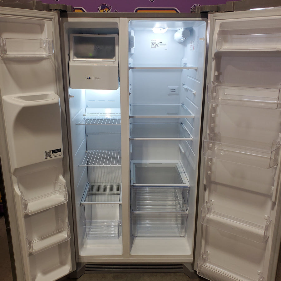Frigidaire 25.6 cu. ft. ENERGY STAR Side by Side Refrigerator with Exterior Water and Ice Dispenser in Stainless Steel FRSS2623AS - Scratch & Dent (Moderate)