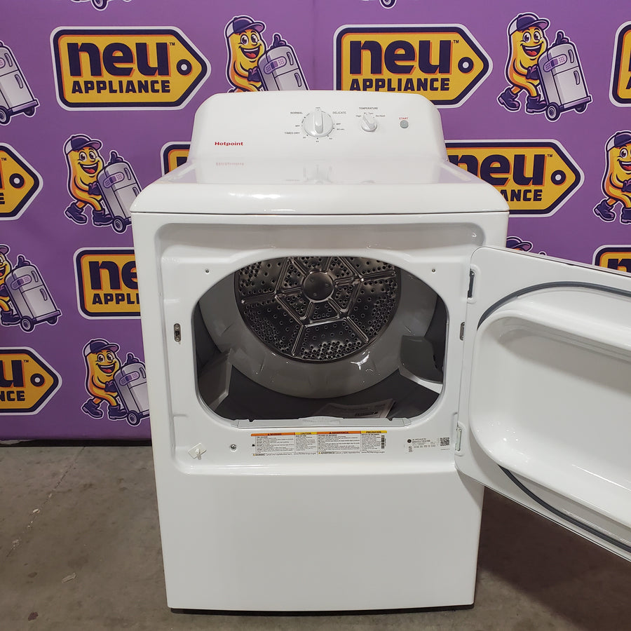 Hotpoint® 4.0 cu. ft. Capacity Washer with Cold Plus and Water Level Control HTW265ASWWW - Scratch & Dent (Minor) and Hotpoint 6.2 cu. ft. Capacity Electric Dryer with Up To 120 ft. Venting and Shallow Depth HTX26EASWWW - Scratch & Dent (Moderate)