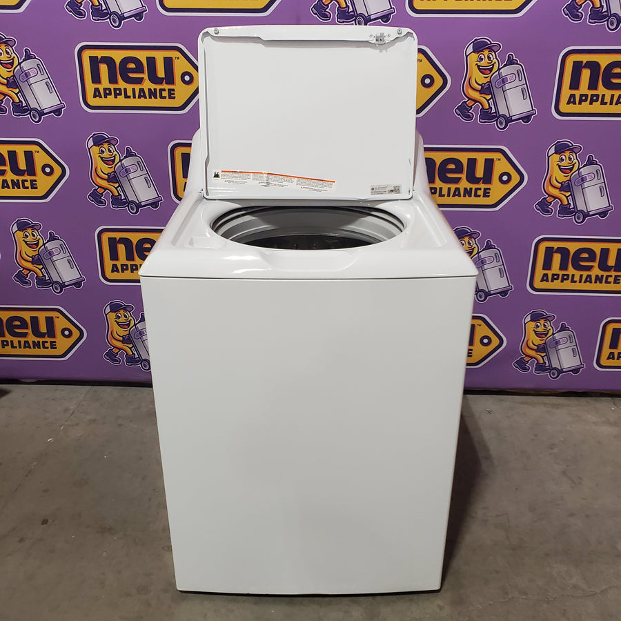 GE White Top Load 4.2 Cu. Ft. Washer with Stainless Steel Basket and Dual Action Agitator GTW460ASJWW - Certified Refurbished and GE 7.2 cu. ft. Capacity Aluminized Alloy Drum Electric Dryer GTD33EASKWW - Certified Refurbished