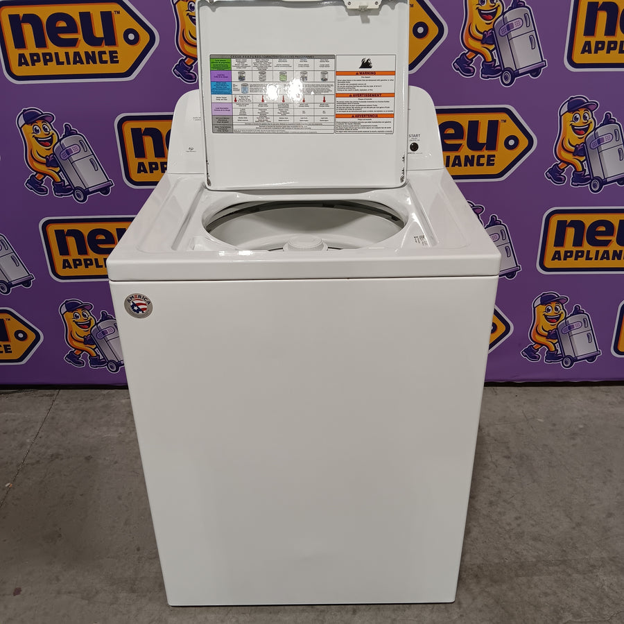 Amana Top Load 3.5 Cu. Ft. Washer with Dual Action Agitator, and Porcelain Tub NTW4516FW - Certified Refurbished and Amana 6.5 Cu. Ft. Electric Dryer with Wrinkle Shield Option and Automatic Dryness Control 16282 - NED4655EW - Scratch & Dent (Minor)