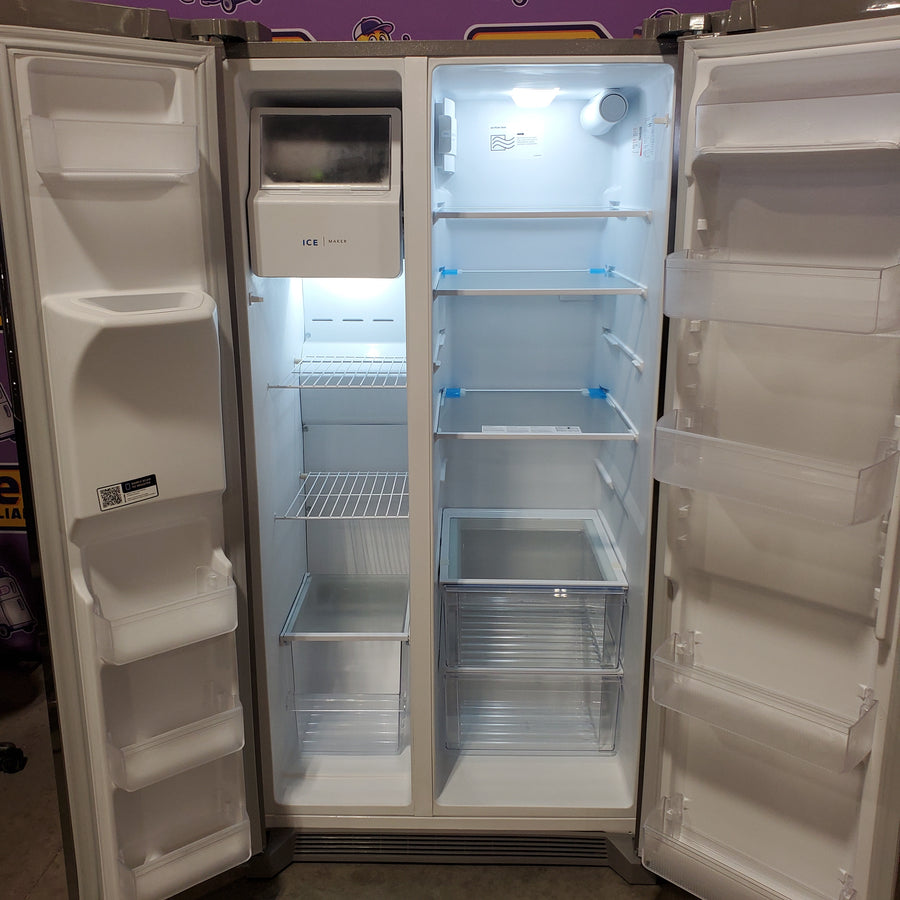 Frigidaire 25.6-cu ft ENERGY STAR Side-by-Side Refrigerator with Ice Maker in Fingerprint Resistant Stainless Steel FRSS26L3AF - Scratch & Dent (Minor)