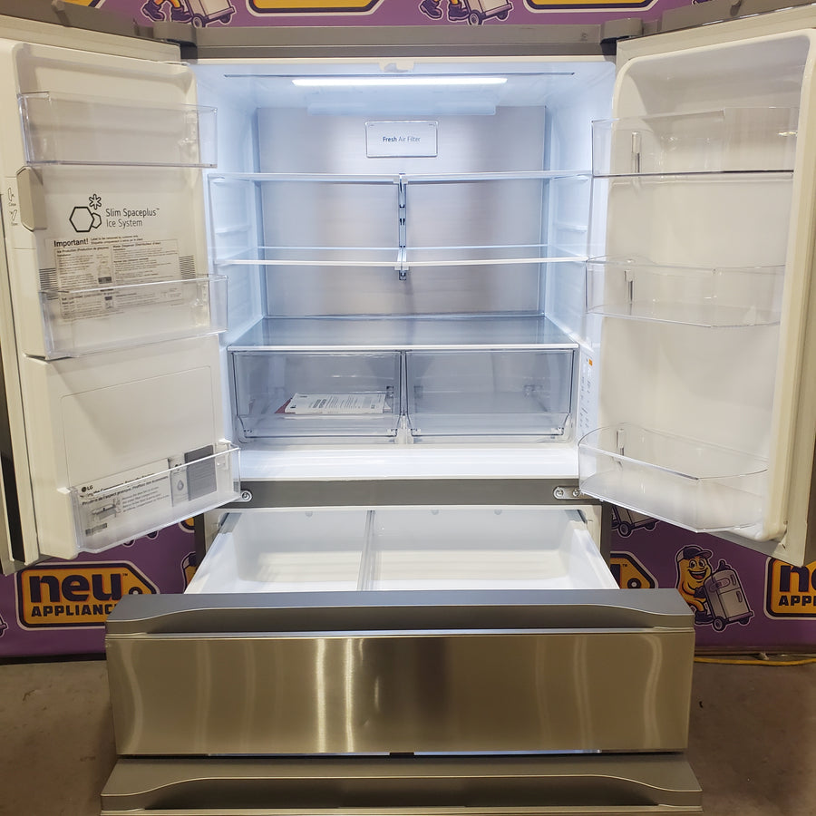 LG 29 cu. ft. Smart Standard-Depth MAX™ 4-Door French Door Refrigerator with Full-Convert Drawer™ in Print Proof Stainless Steel LF29H8330S - Scratch & Dent (Moderate)