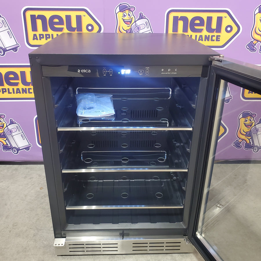 Elica 24 Inch Beverage Center with 4.8 Cu. Ft. Capacity, Slide Out Shelves, UV Coated Double Panel Glass Door, Temperature/Humidity Sensors, and Sabbath Mode EBS51SS1 - Scratch & Dent (Minor)