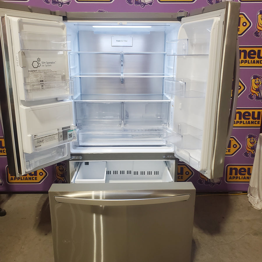 LG 26 cu ft ENERGY STAR Counter-Depth Smart French Door Refrigerator in Fingerprint Resistant Stainless Steel with Dual Ice Maker LRFXC2606S - Scratch & Dent (Moderate)